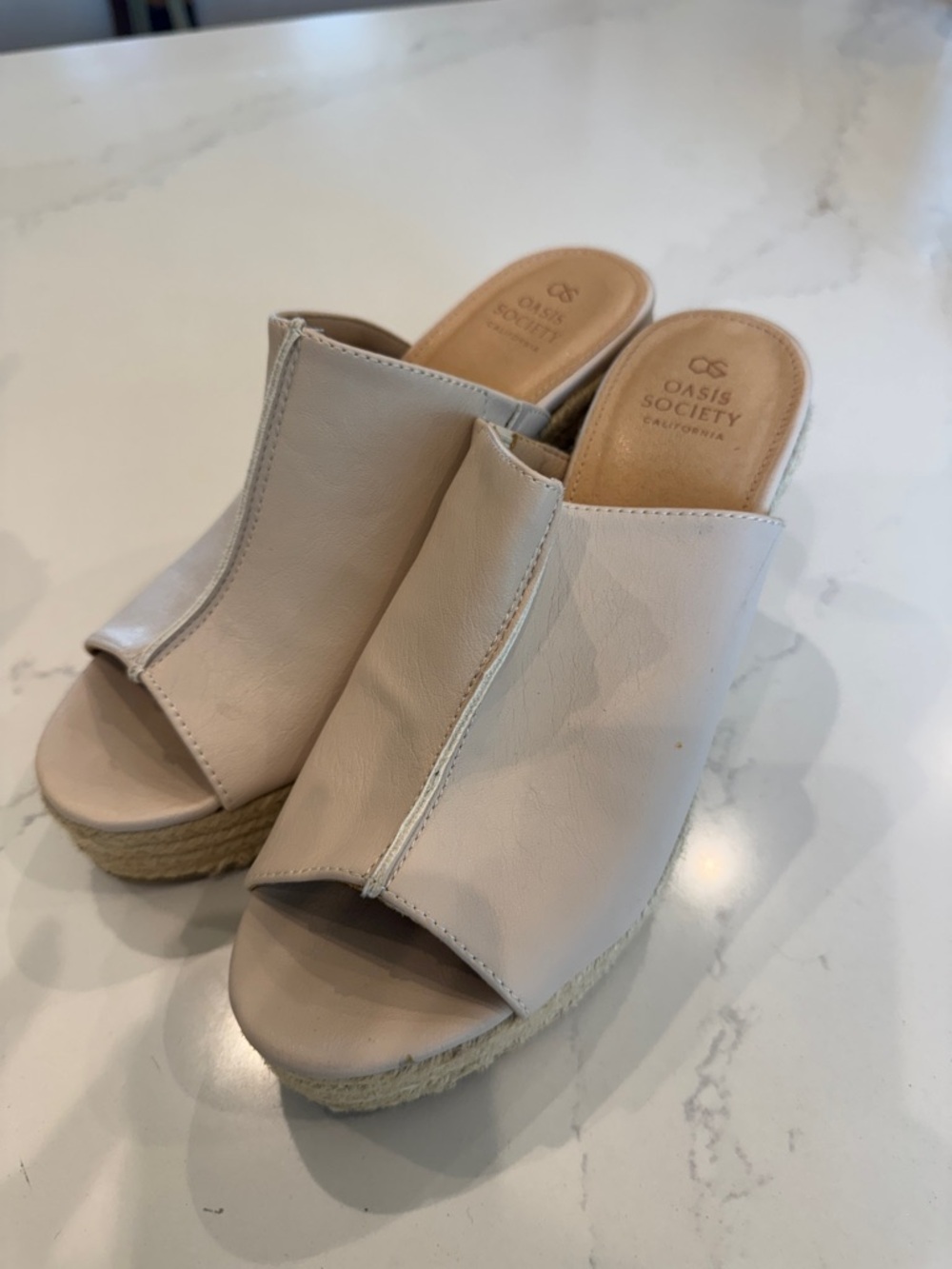 Society Oasis Cream Open-Toe Espadrille Slide Mules